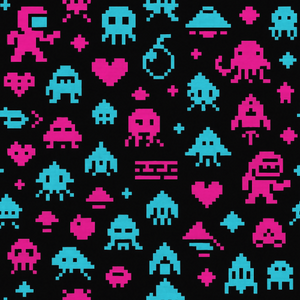 Technology and Digital - Retro 8-bit Game Sprites - Pattern - Digital File