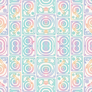 Technology and Digital - Stylized Hard Drive Platters In Rainbow Gradients - Pattern - Digital File