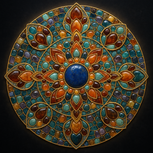 Luxury and Ornamental - Precious Stone Mosaic Mandala With Glowing Edges - Pattern - Digital File Digital My Custom Designs PDF