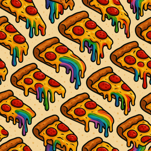 Food and Drinks - Stylized Pizza Slices With Rainbow Cheese Pulls - Pattern - Digital File Digital My Custom Designs PDF