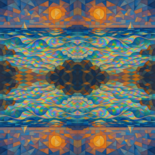 Water and Ocean - Cubist Seascapes With Holographic Tides - Pattern - Digital File Digital My Custom Designs PDF