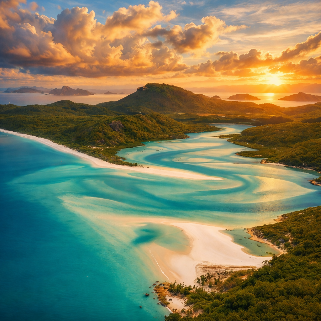 Whitehaven Beach - The Whitsunday Islands - Queensland - Australia - Rendered - Digital Fil Digital My Custom Designs PDF