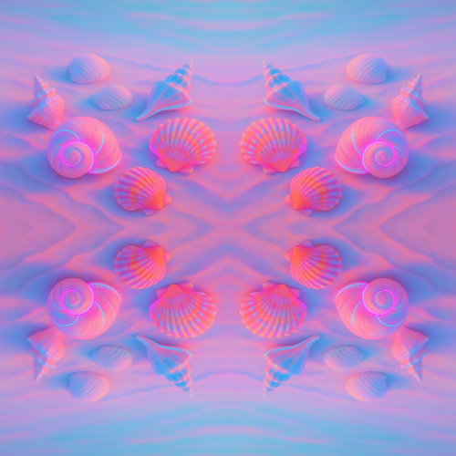 Nature and Landscape - Dreamy Beach Shells With Neon Accents - Pattern - Digital File Digital My Custom Designs PDF