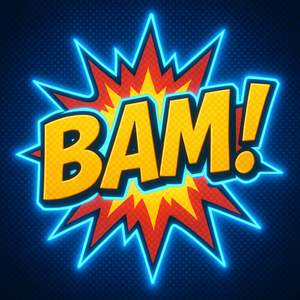 Vintage and Retro - Comic boom Pow Typography With Glowing Outlines - Pattern - Digital File