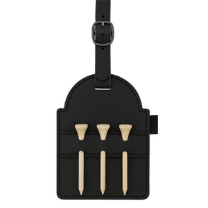 Engravable Blank - Golf Tee Holder & Tees - Black To Silver - Luxury Leatherette Golf Accessories My Custom Designs