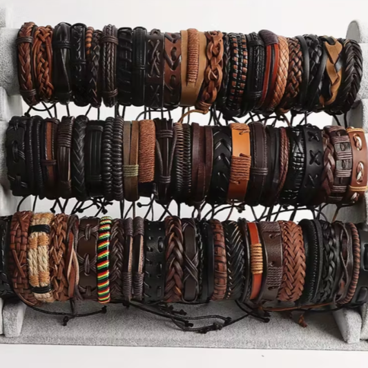 10 pcs Vintage Adjustable Faux Leather Bracelet Sets - Seller Supplies My Custom Designs