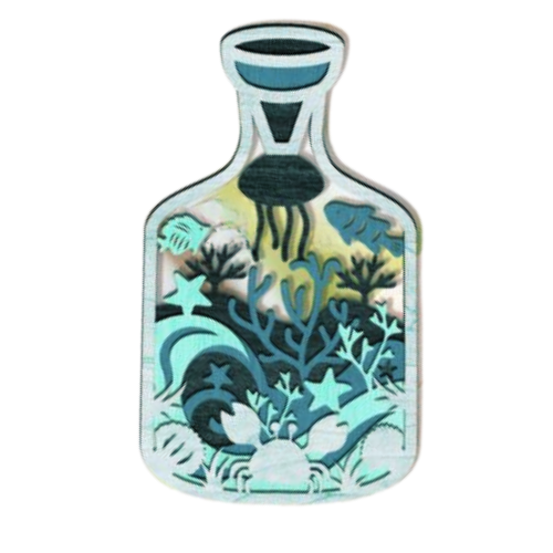 Layered 3D Sea Life Bottle Wall Décor