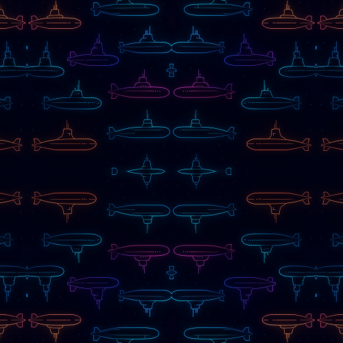 Water and Ocean - Futuristic Submarine Silhouettes With Neon Lights - Pattern - Digital File Digital My Custom Designs PDF