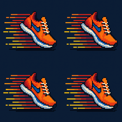 Sports and Active Lifestyle - Pixel Style Running Shoes In Motion Trails - Pattern - Digital File Digital My Custom Designs PDF