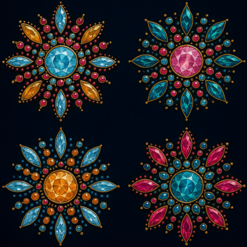 Luxury and Ornamental - Starburst Gem Mandalas On Dark Midnight - Pattern - Digital File Digital My Custom Designs PDF