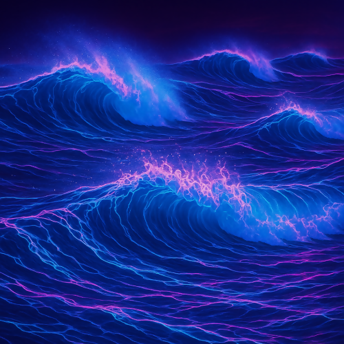 Nature and Landscape - Neon Ocean Waves With Electric Foam Outlines - Pattern - Digital File Digital My Custom Designs PDF
