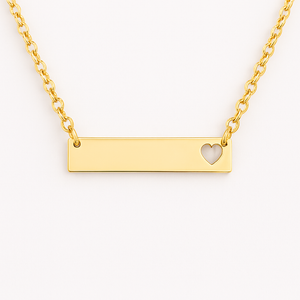 Personalized Heart Bar Blank Pendant Necklace