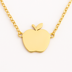 Personalized Gold Apple Pendant Necklace