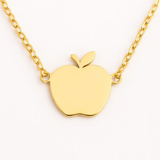 Engravable Gold Apple Pendant Necklace Jewelry My Custom Designs