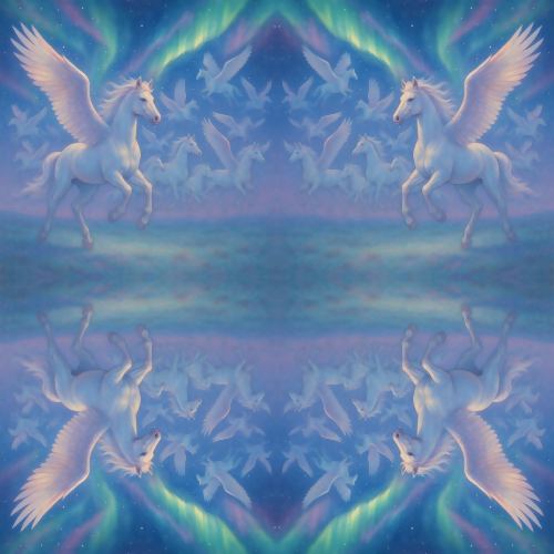 Fantasy and Myth - Aurora Lit Pegasus Herds In Pastel Night Skies - Pattern - Digital File Digital My Custom Designs PDF