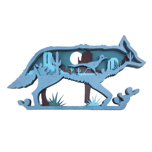 Coyote With Desert Scene Layered - Digital File Digital My Custom Designs