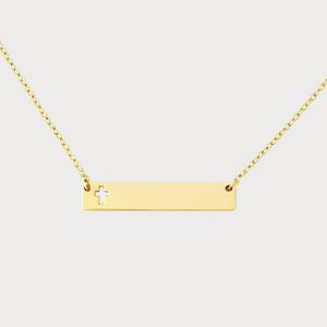 Personalized Gold & Silver Cross Bar Pendant Necklace