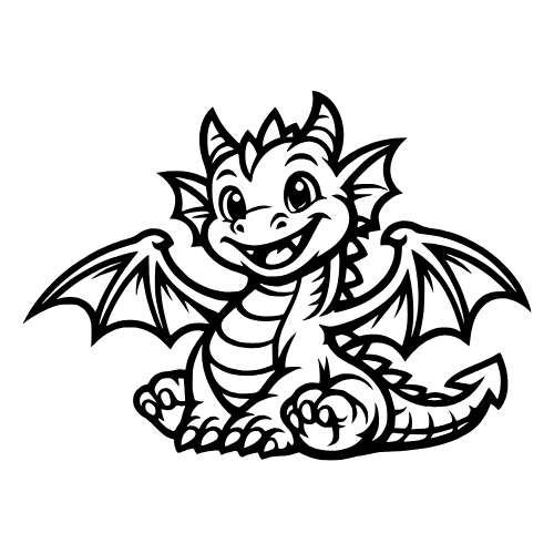 Cartoon Dragon Smiling - Vector Graphics - Digital File