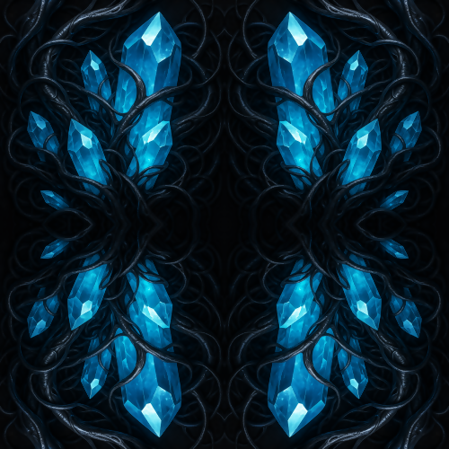 Futuristic and Sci-Fi- Alien Metallic Vines Wrapping Glowing Crystals - Pattern - Digital File Digital My Custom Designs PDF