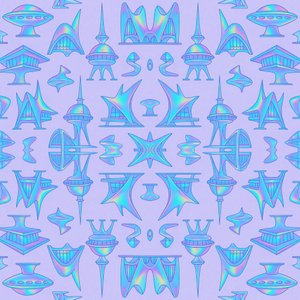 Vintage and Retro - Space Age Googie Architecture In Holographic Shades - Pattern - Digital File