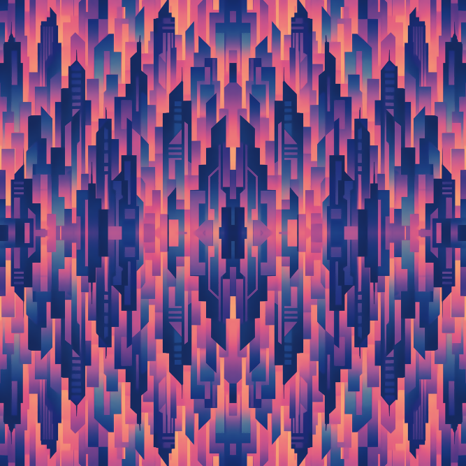 Geometric Abstract - Cyberpunk Skyscraper Silhouettes Pattern - Digital File Digital My Custom Designs PDF