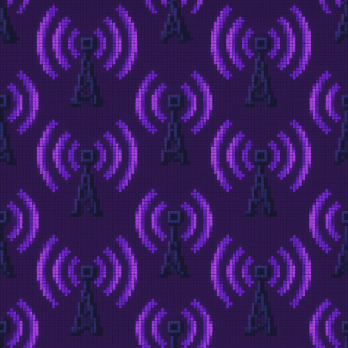 Technology and Digital - Pixelated Wifi Towers With Ultraviolet Beams - Pattern - Digital File Digital My Custom Designs PDF