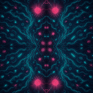 Water and Ocean - Cosmic Plankton Blooms In Neon Pink And Turquoise - Pattern - Digital File