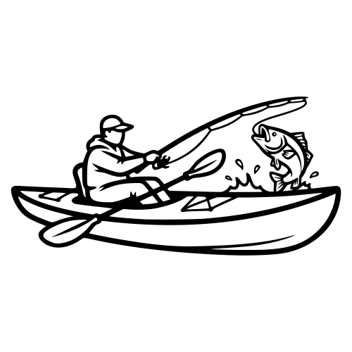 Fishing Kayak Illustration - Digital File - XCS Friendly Digital My Custom Designs PDF