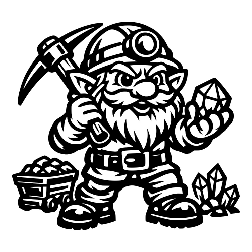 Gnome Miner with a Gem and Pickaxe - Vector Graphics - Digital File Digital My Custom Designs PDF