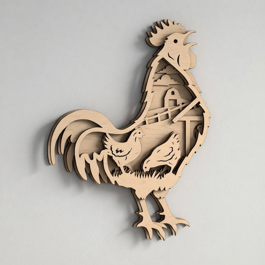 Rooster - Layered Nature Designs - Digital File Digital My Custom Designs