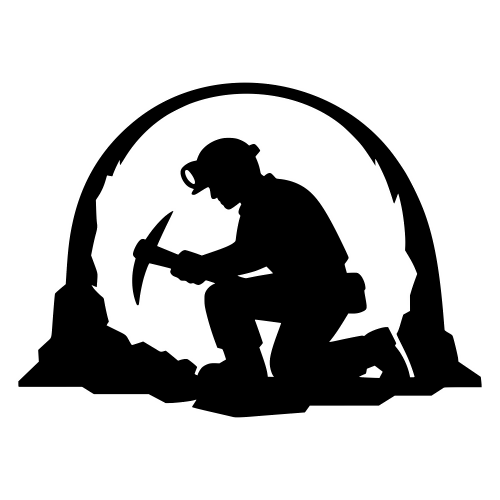 Miner Kneeling in Tunnel - Vector Graphics - Digital File Digital My Custom Designs PDF