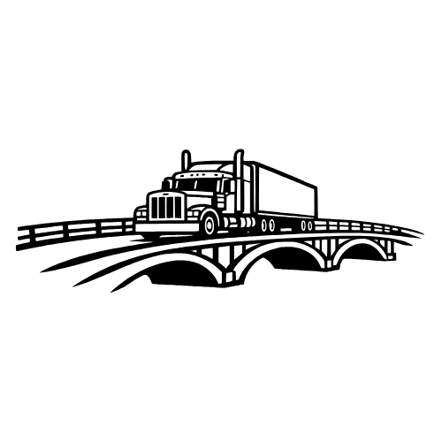 Bridge Crossing Truck Sketch - Vector Graphics - Digital File