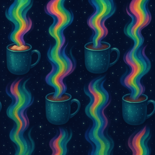 Food and Drinks - Aurora Borealis Hot Cocoa Mugs With Rainbow Steam - Pattern - Digital File Digital My Custom Designs PDF