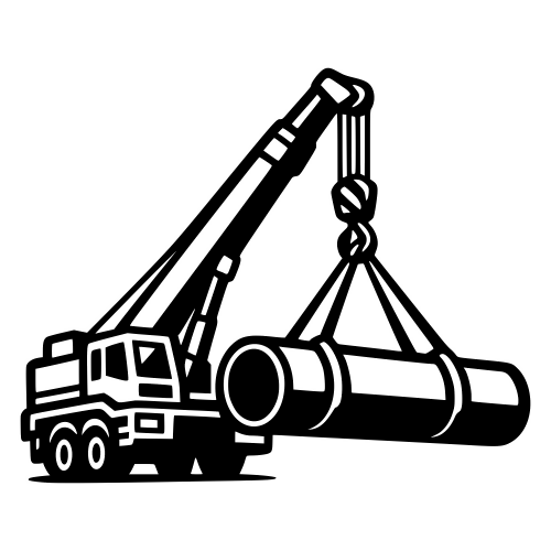 Crane Lifting Large Cylindrical Pipe - Vector Graphics - Digital File Digital My Custom Designs PDF