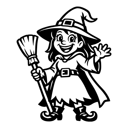 Cartoon Witch Smiling - Vector Graphics - Digital File Digital My Custom Designs PDF
