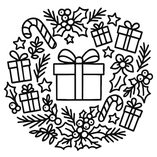 Gift Wreath Outline - Digital File - XCS Friendly Digital My Custom Designs PDF