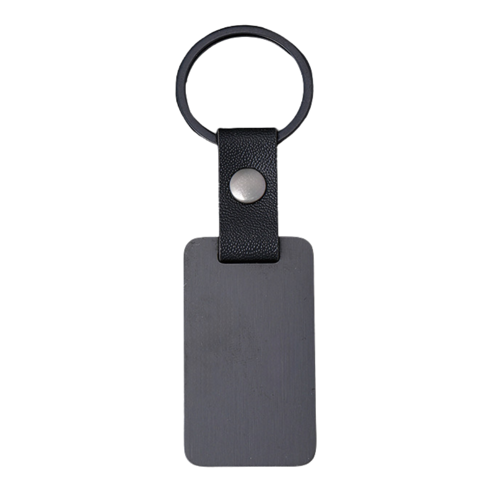 Engravable Metal & Leather Pendant Keychain - Seller Supplies My Custom Designs Black