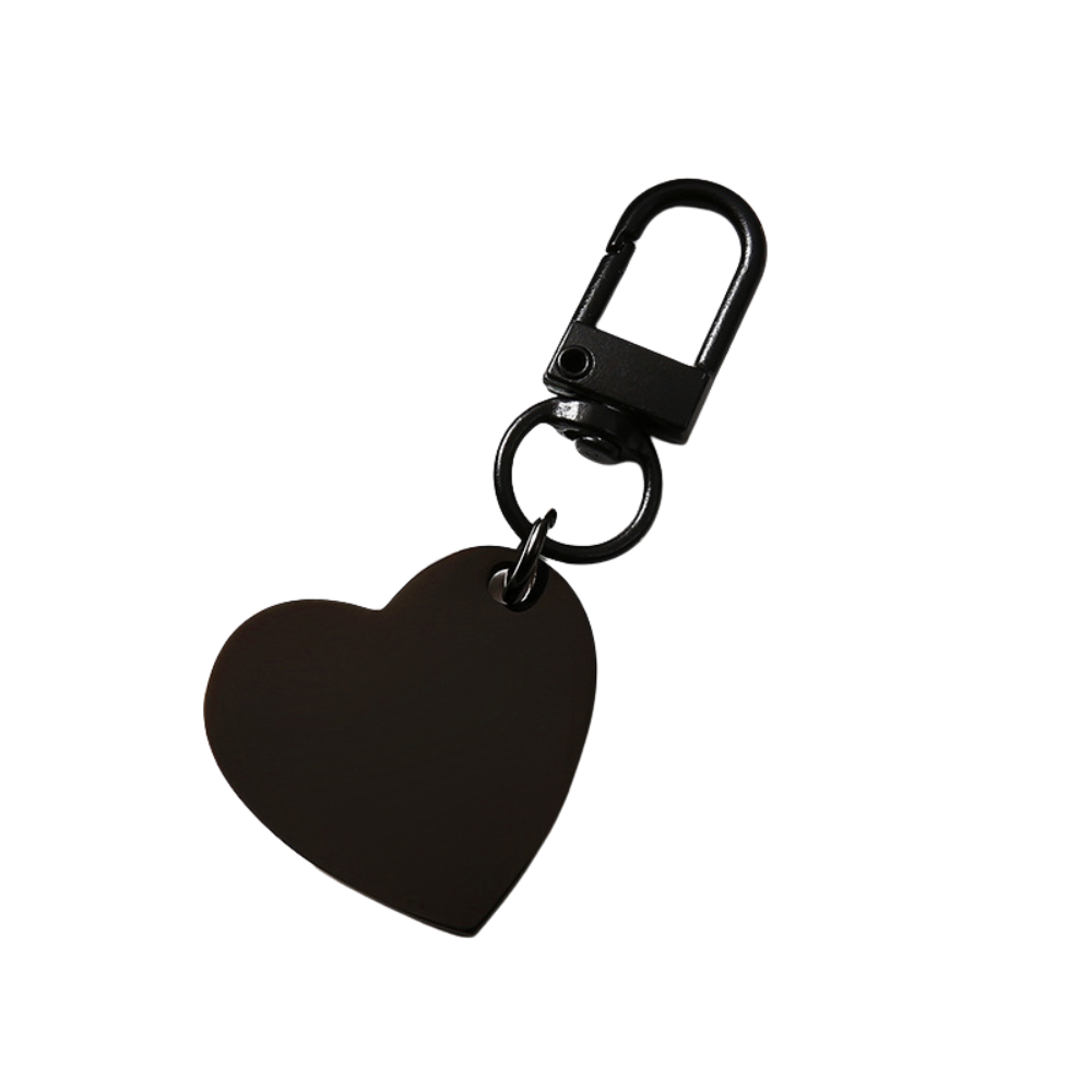 Engravable Metal Heart Spinning Keychain Blank - Seller Supplies My Custom Designs Black