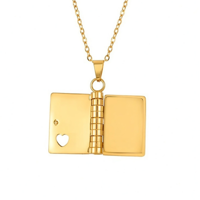 Engravable Jewelry Blank Necklace - 2 Page Book - Seller Supplies My Custom Designs Gold