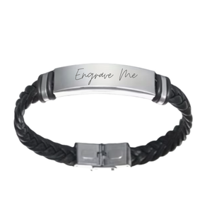 Engravable Bracelet Silver Black Blank - Seller Supplies My Custom Designs