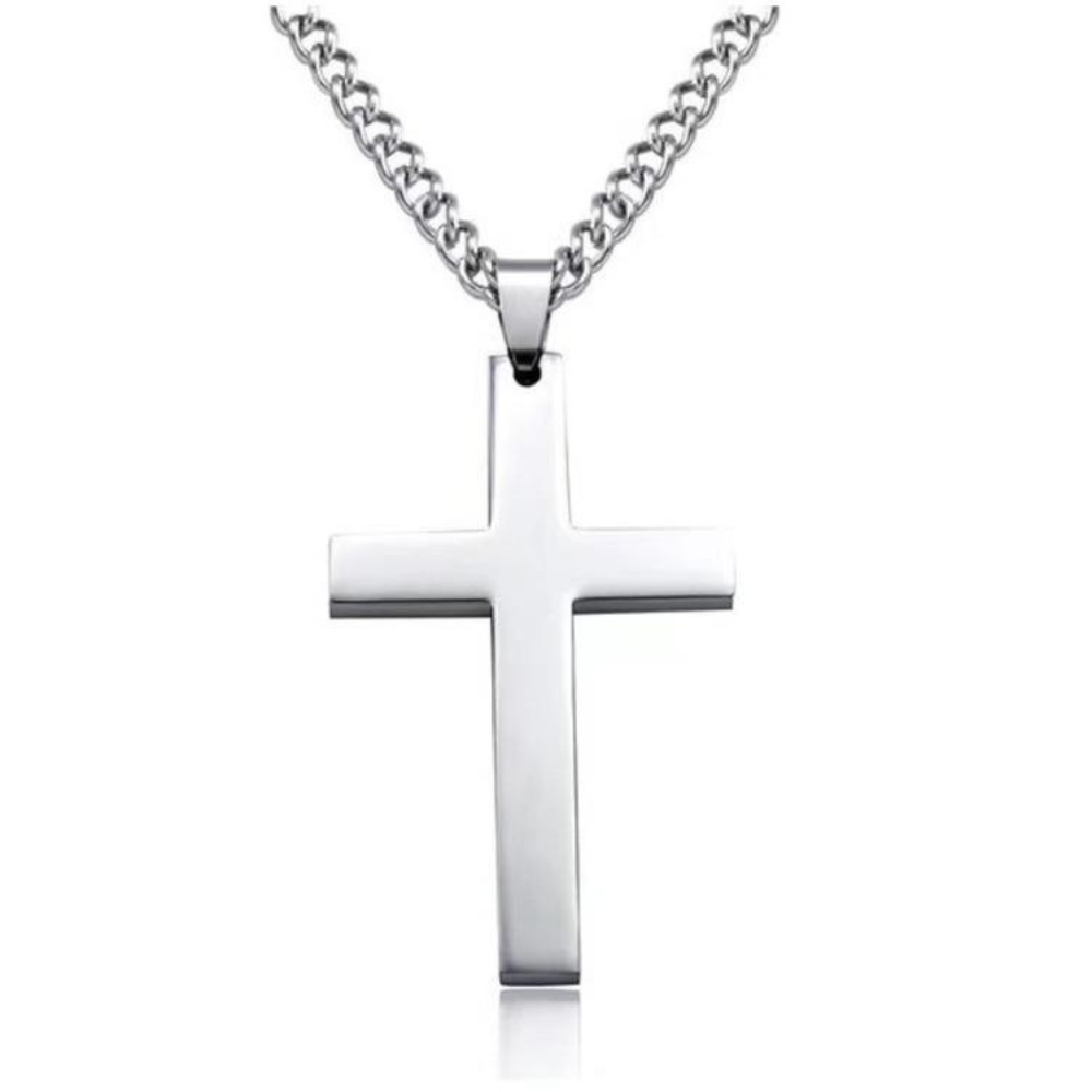 Engravable Cross Necklace Pendant Silver - Seller Supplies My Custom Designs Silver