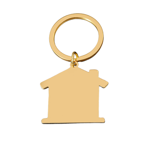 Engravable House Keychain Gold - Seller Supplies My Custom Designs Gold