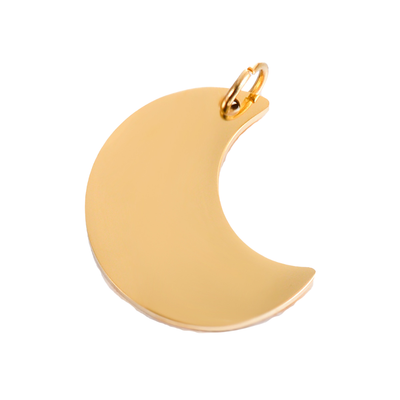 Engravable Moon Pendant Charm - Seller Supplies My Custom Designs Gold