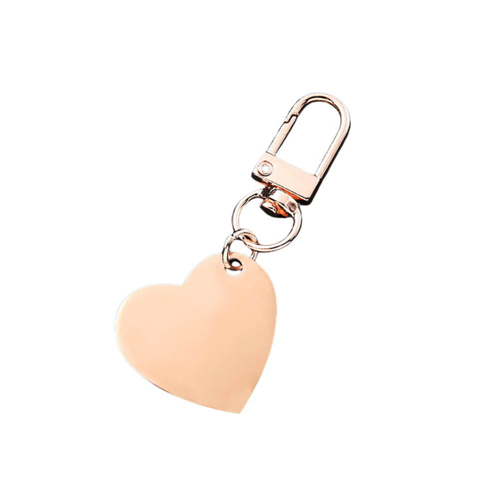 Engravable Metal Heart Spinning Keychain Blank - Seller Supplies My Custom Designs Rose gold