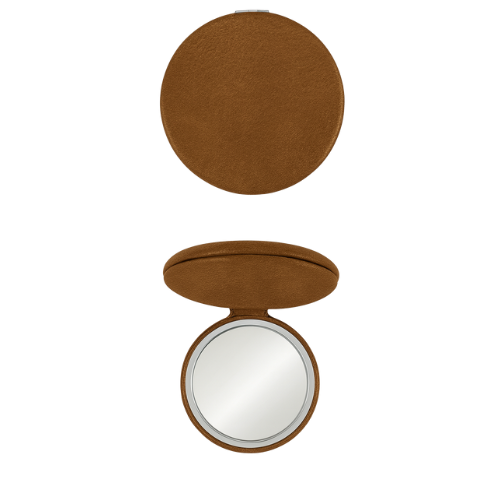 Engravable Rustic To Gold Flip Pocket Mirror - Luxury Leatherette Makeup Tool My Custom Designs