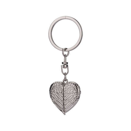 Engravable Spinning Heart Pendant Open Wings Keychain Silver - Seller Supplies My Custom Designs