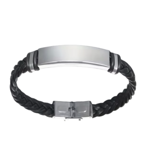 Engravable Bracelet Silver Black Blank - Seller Supplies My Custom Designs