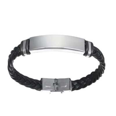 Engravable Bracelet Silver Black Blank - Seller Supplies