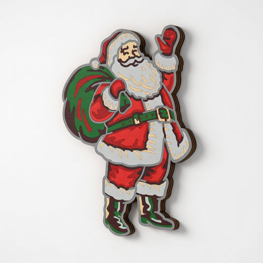 Santa Waving - Layered Line Design - Digital File Digital My Custom Designs