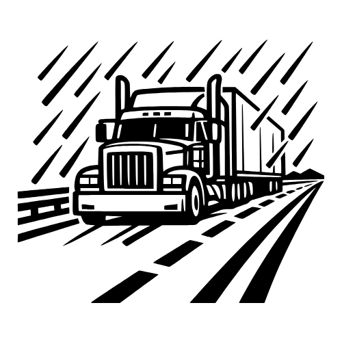 Truck with Rain Streaks Over Highway Outline - Vector Graphics - Digital File Digital My Custom Designs PDF